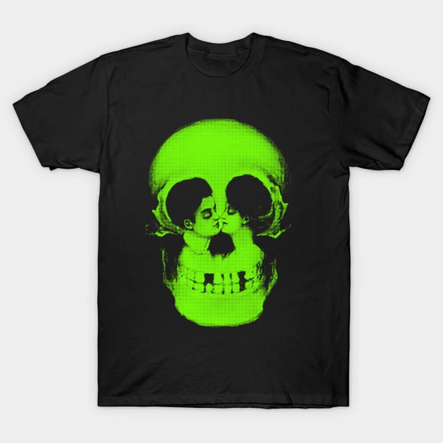 Skull Kiss - Life & Death Optical Illusion Art T-Shirt by Pop Spider Store